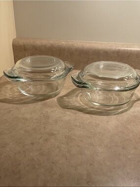 Anchor Hocking Clear Glass Lidded Casserole Dishes - Set of 2